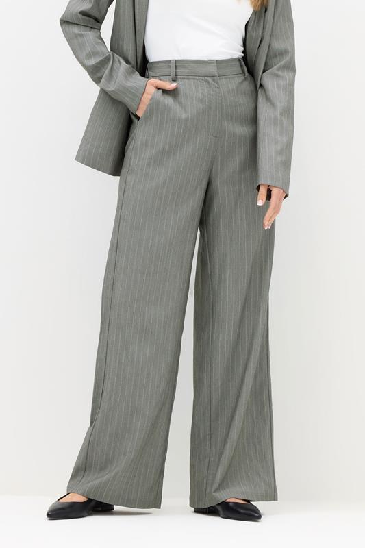 LTS PREMIUM Tall Grey Stripe Wide Leg Trousers | Long Tall Sally 2