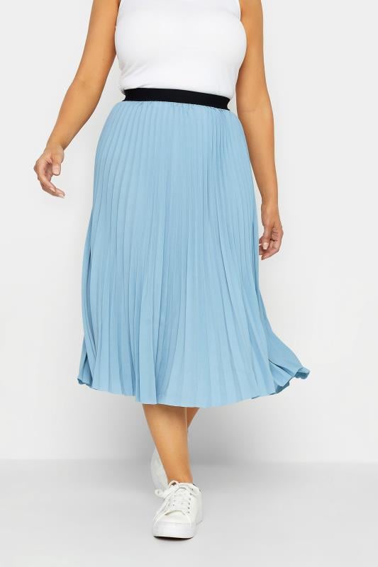 Women's  M&Co Blue Pleated Midi Skirt