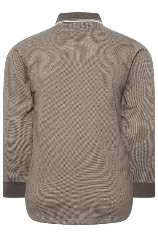BadRhino Big & Tall Brown Textured Waffle Long Sleeve Polo Shirt | BadRhino 6