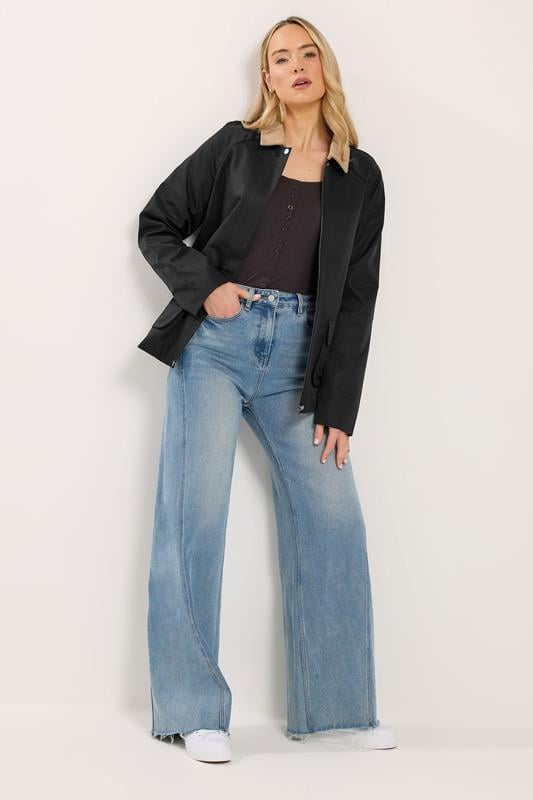 LTS Tall Women's Black Contrast Collar Barn Jacket | Long Tall Sally 2