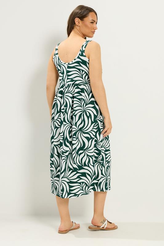 YOURS Plus Size Green Abstract Leaf Smock Dress | Yours Clothing 2