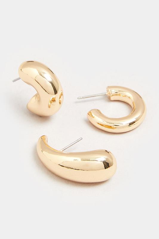 YOURSET 3 PACK Gold Tone Teardrop Earring Set | Yours Clothing 4