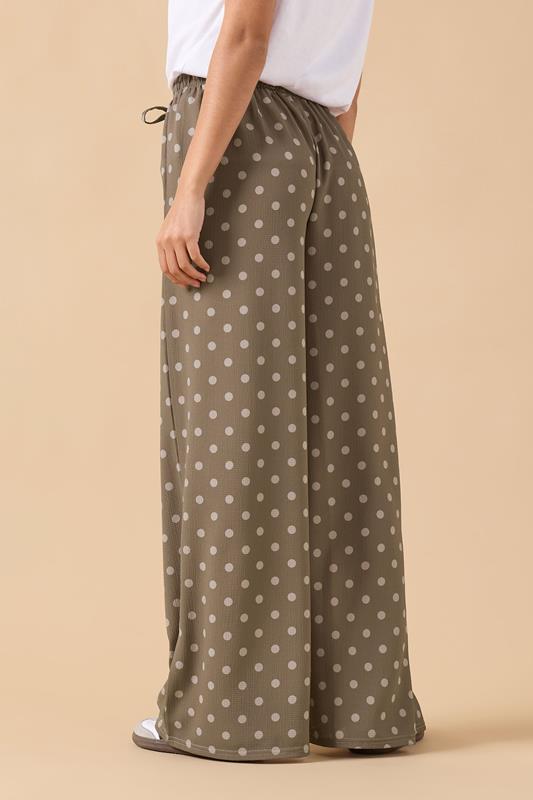 PixieGirl Petite Women's Brown Polka Dot Crepe Wide Leg Trousers | PixieGirl 2