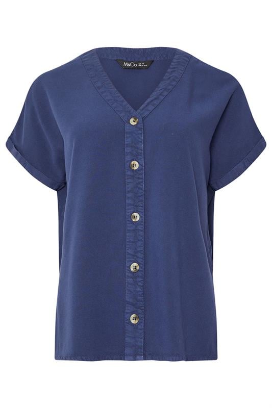 M&Co Navy Blue Button Front Blouse | M&Co 5