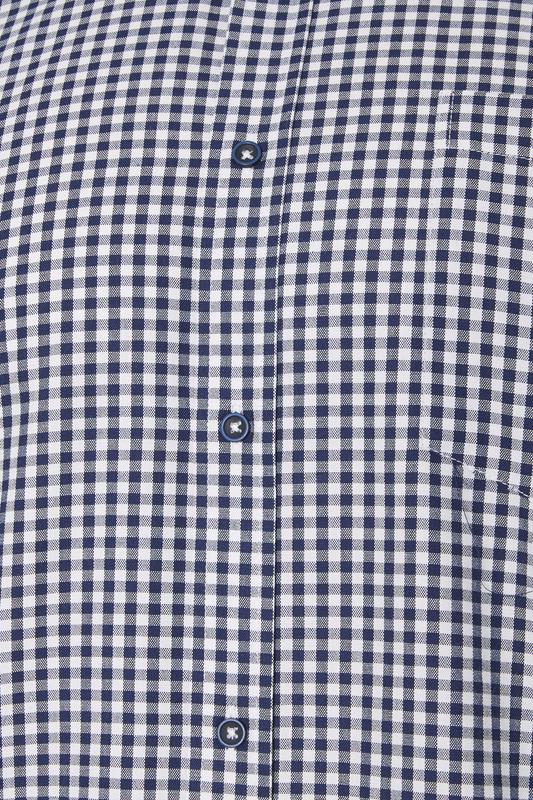 KAM Big & Tall Navy Blue Long Sleeve Gingham Shirt | BadRhino 5
