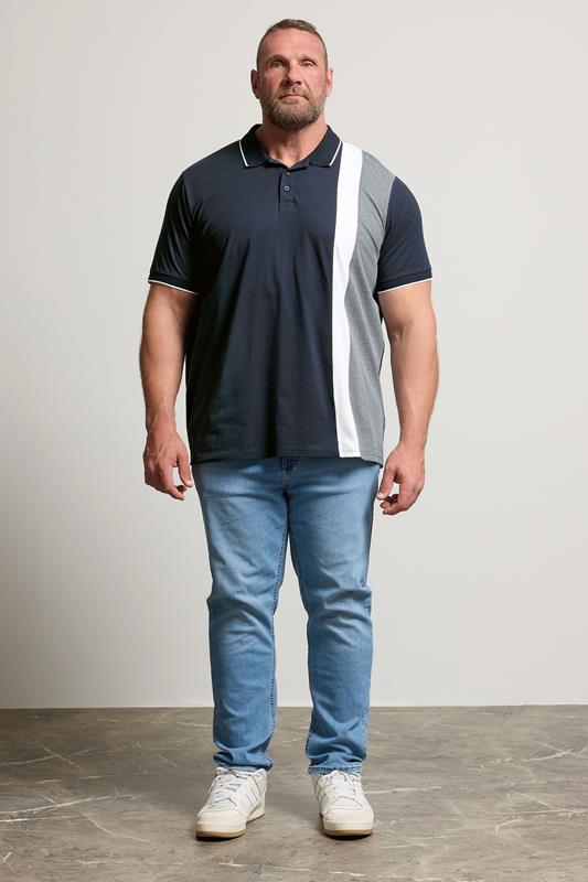 BadRhino Big & Tall Navy Blue Cut & Sew Tipped Polo Shirt | BadRhino 1