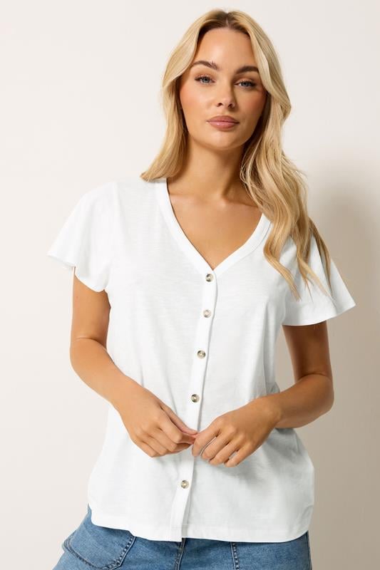  M&Co White Cotton Frill Sleeve Blouse