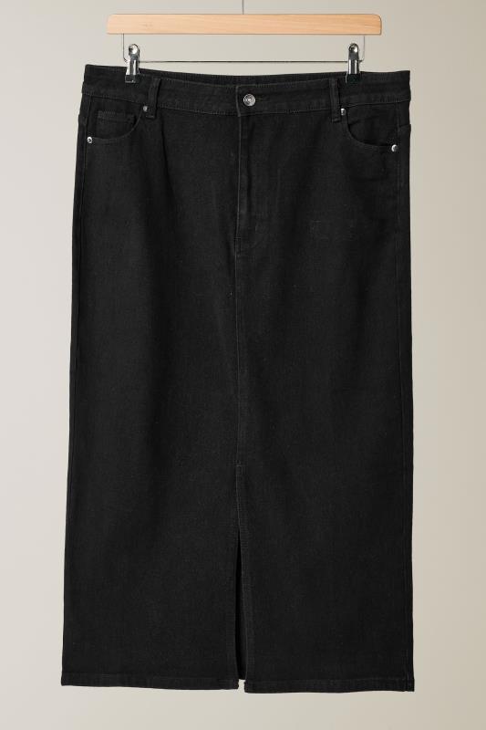 EVANS Plus Size Black Split Hem Denim Midi Skirt | Evans 6