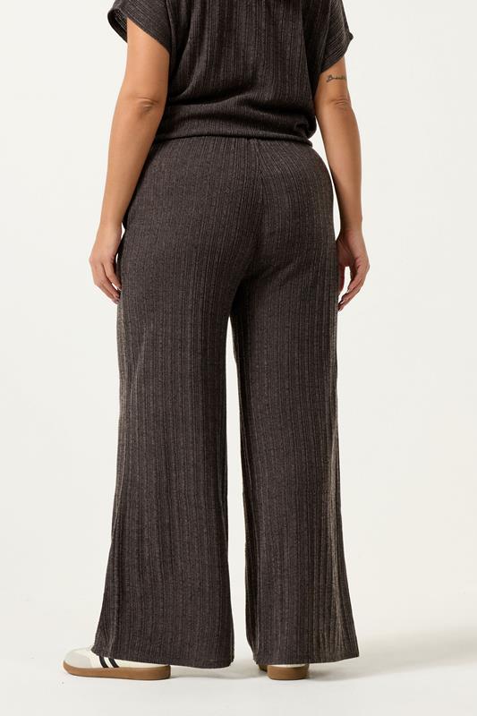 YOURS Plus Size Chocolate Brown Knitted Wide Leg Trousers | Yours Clothing 2