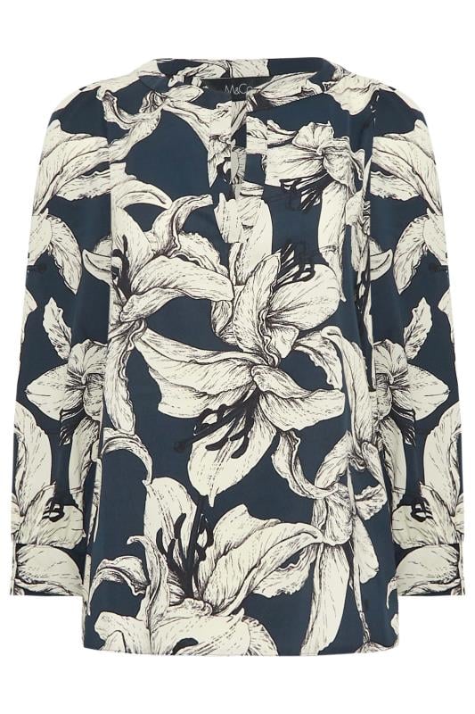 M&Co Blue Floral Print 3/4 Sleeve Blouse | M&Co 6