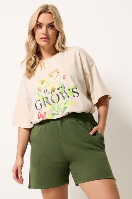 YOURS Curve Khaki Green Jogger Shorts