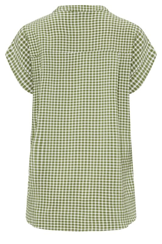 M&Co Khaki Green Gingham Short Sleeve Shirt | M&Co 7