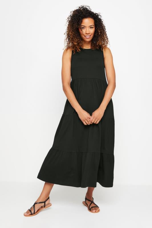 Women's  M&Co Black Sleeveless Tiered Cotton Maxi Dress