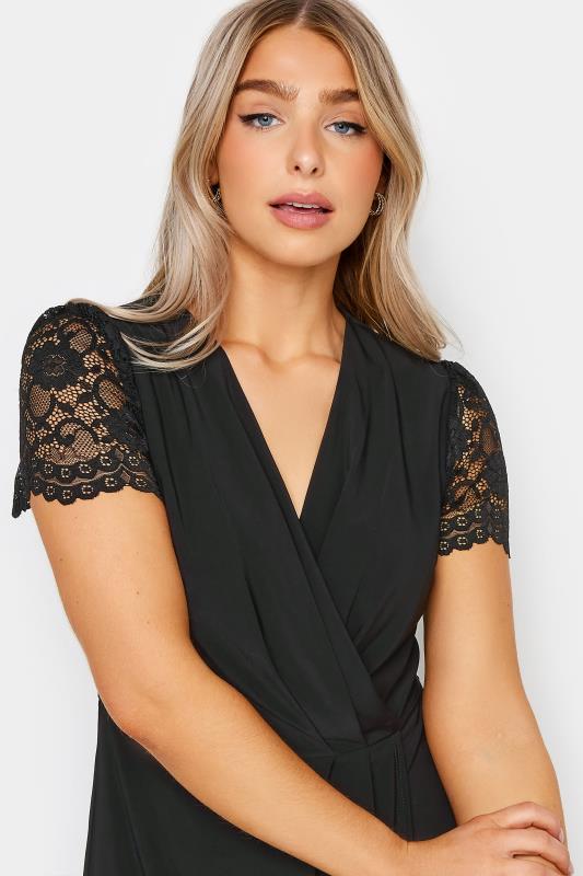 M&Co Black Lace Sleeve Asymmetric Wrap Top | M&Co 4