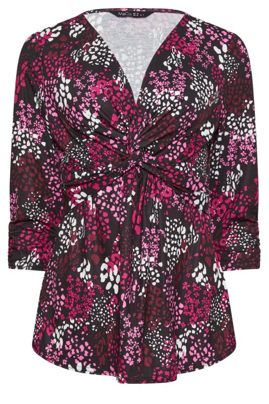 M&Co Pink Animal Print Twist Front Top | M&Co 6