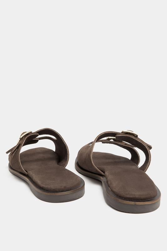 Chocolate Brown Double Buckle Footed Mule In Extra Wide EEE Fit 2