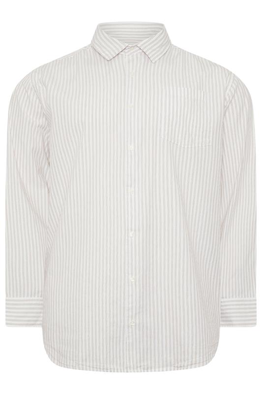 JACK & JONES Big & Tall White & Green Striped Poplin Shirt | BadRhino 2