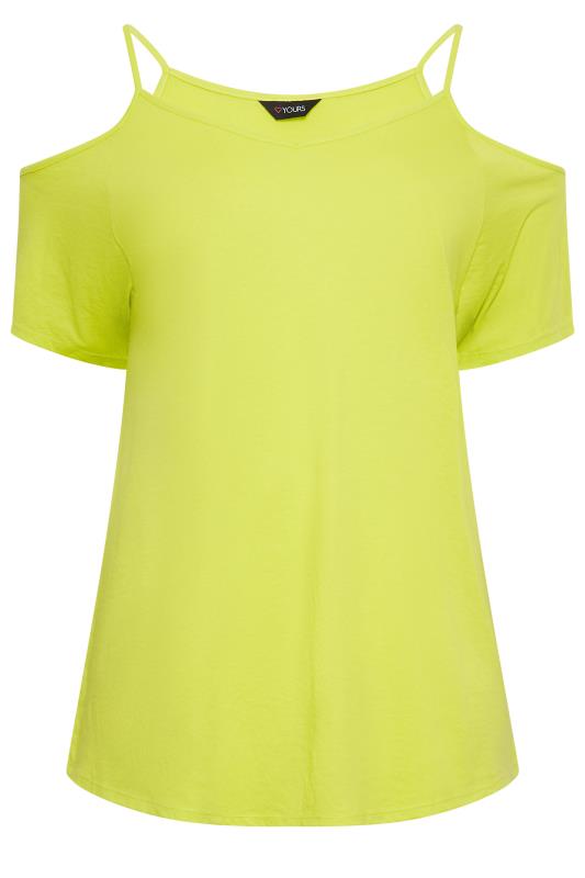 YOURS Plus Size Lime Green Cold Shoulder Top | Yours Clothing 6