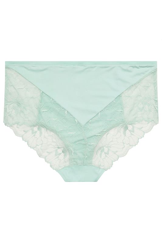 YOURS Plus Size Mint Green Microfibre Lace Full Briefs | Yours Clothing 6