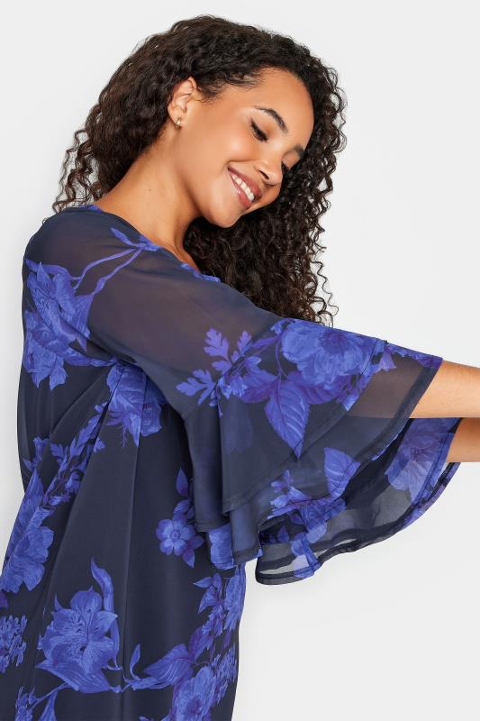M&Co Black & Purple  Floral Print Flute Sleeve Shift Dress | M&Co 4
