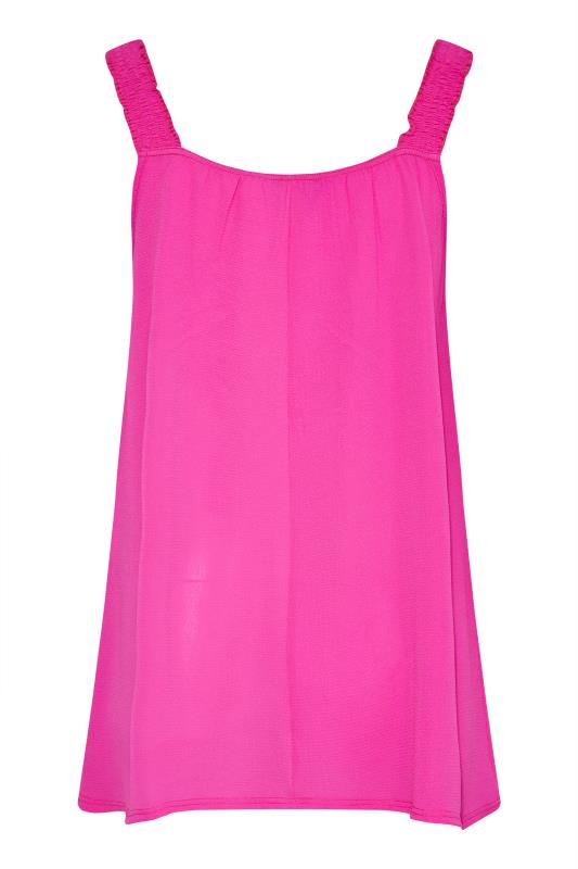 LIMITED COLLECTION Plus Size Hot Pink Shirred Strap Vest Top | Yours Clothing 8