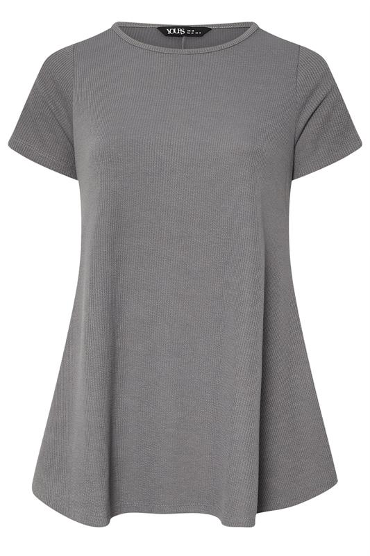 YOURS Plus Size Grey Ribbed Soft Touch T-Shirt | Yours Clothing 5