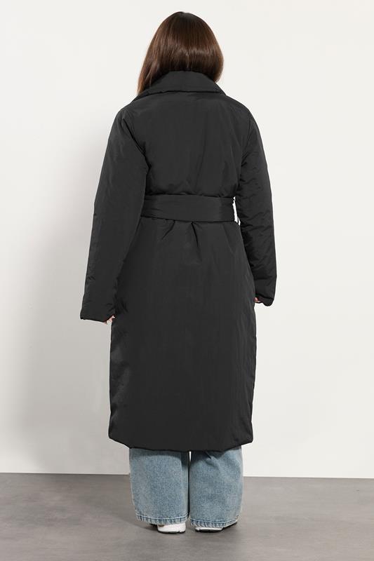 PixieGirl Petite Women's Black Belted Padded Midi Coat | PixieGirl 2