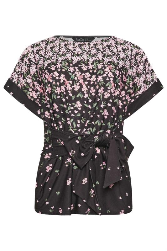 M&Co Black Floral Print Tie Detail Top | M&Co 6
