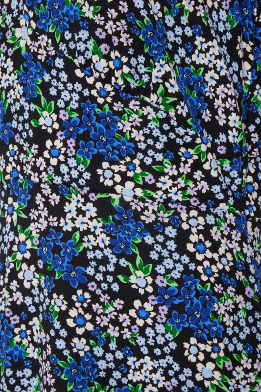 M&Co Blue Floral Print Frill Sleeve Mini Dress | M&Co 5