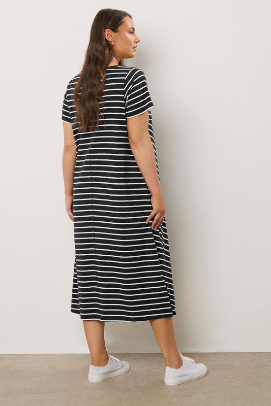 EVANS Plus Size Black Stripe Premium Cotton Dress | Evans 2