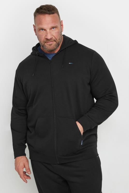 BadRhino Big & Tall Black Zip Through Hoodie & Jogger Set | BadRhino 1