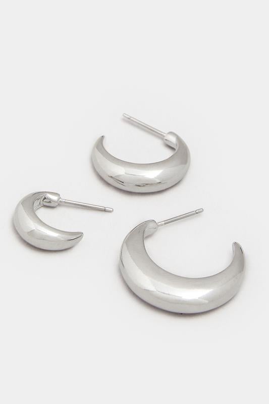 YOURSET 3 PACK Silver Tone Large Hoop Earrings Set | Yours Clothing 4