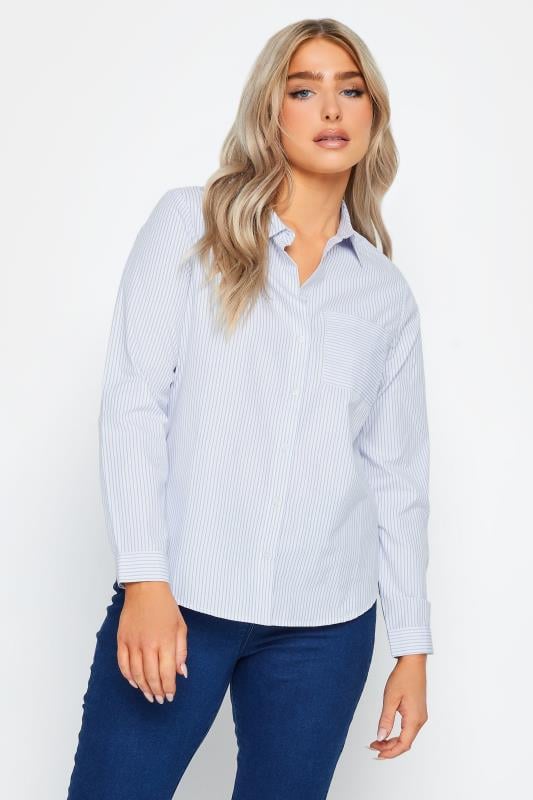 Women's  M&Co Blue & White Striped Shirt