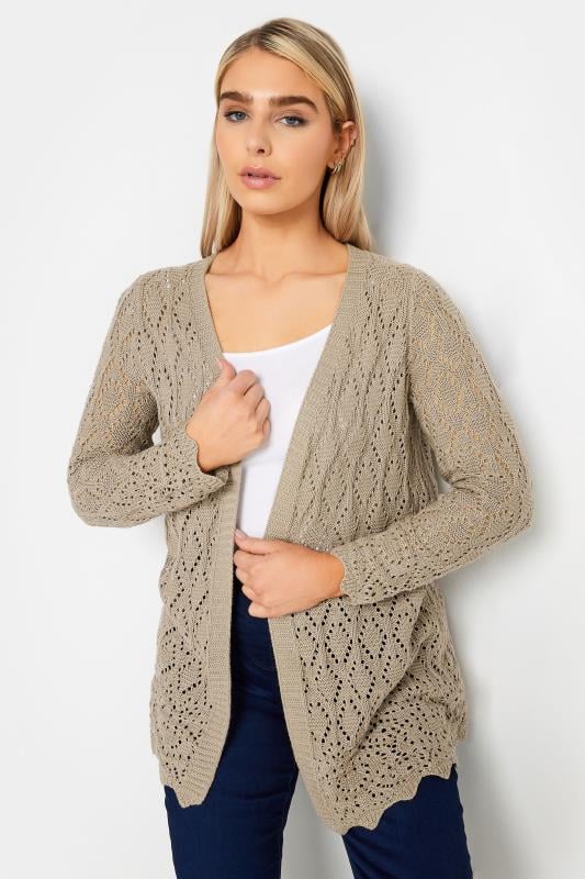 Women's  M&Co Neutral Brown Crochet Cardigan