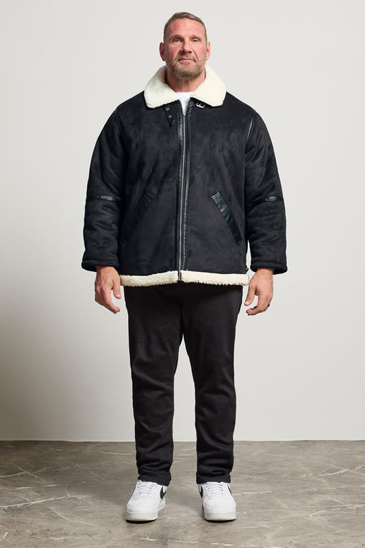 JACK & JONES Big & Tall Black Aviator Jacket | BadRhino 1