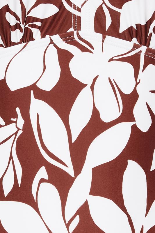 LTS Tall Rust Orange Floral Print Wrap Swimsuit | Long Tall Sally 7