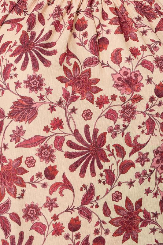 LTS Tall Women's Coral Red Floral Print Tie Front Top | Long Tall Sally 5