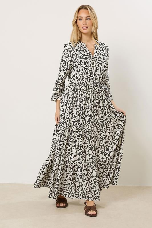 M&Co Brown Floral Tiered Maxi Dress | M&Co 1