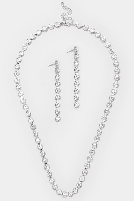 Yours Silver Tone Diamante Necklace & Earring Set