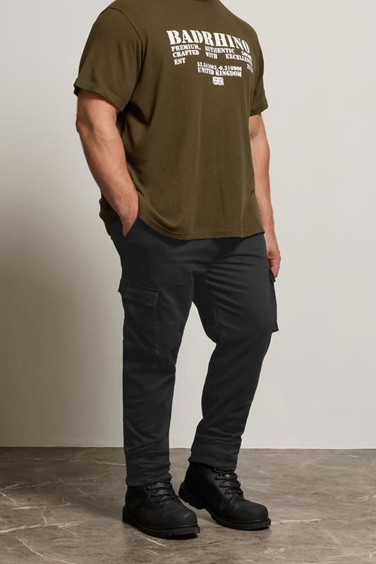 BadRhino Big & Tall Black Stretch Cargo Trousers