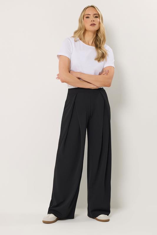 LTS Tall Black Pleat Front Wide Leg Trousers