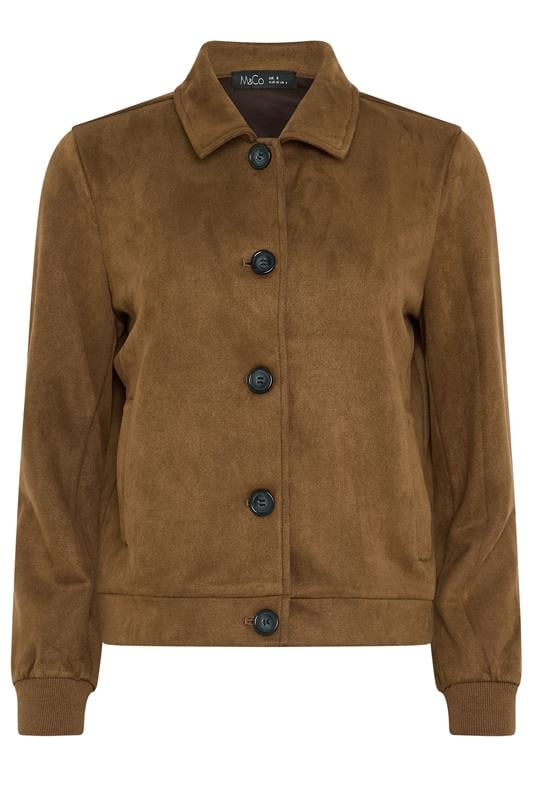 M&Co Petite Brown Faux Suede Button Up Jacket | M&Co 5