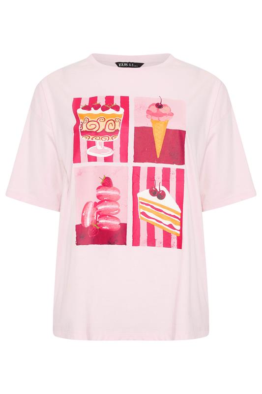 YOURS Plus Size Pink Dessert Relaxed Graphic T-Shirt | Yours Clothing 5