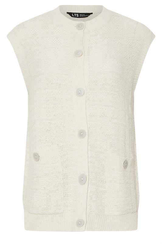 LTS Tall Ivory White Knitted Metallic Button Vest Top | Long Tall Sally 6