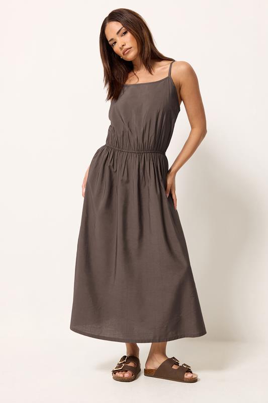 PixieGirl Petite Chocolate Brown Midi Dress | PixieGirl 1
