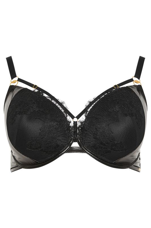 YOURS Plus Size Black Padded Lace Plunge Bra | Yours Clothing  5