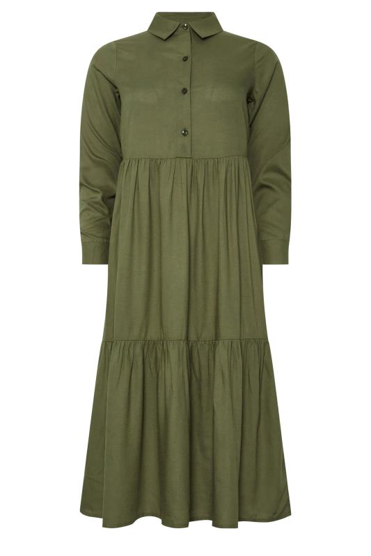 PixieGirl Petite Women's Khaki Green Sleeved Smock Dress | PixieGirl 5