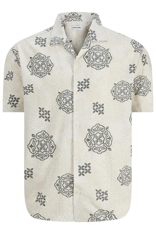 JACK & JONES Big & Tall Natural Abstract Print Short Sleeve Shirt | BadRhino 2