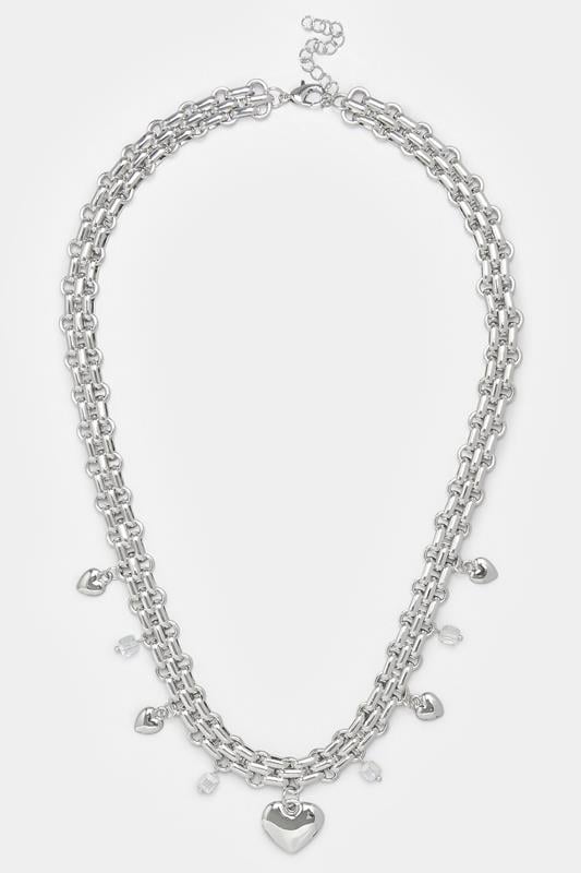 Silver Tone Chain Heart Necklace | Yours Clothing 1