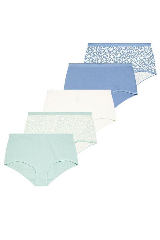 YOURSET 5 PACK Curve Blue Leaf Print Full Briefs